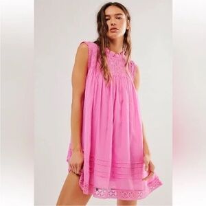 NEW FREE PEOPLE shea solid minidress in sugar magnolia - sz small